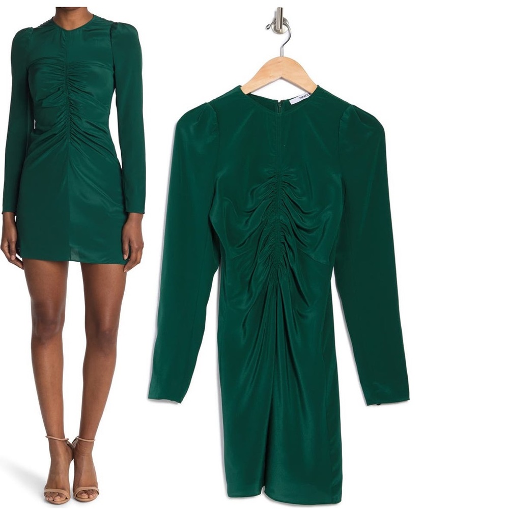 Thakoon ruched long sleeve mini dress